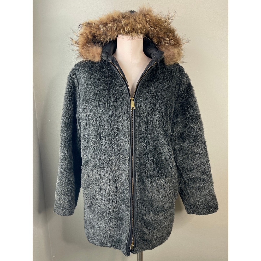 Aspen Skiwear Parka Gray Vintage 1970s Fur Hooded Jacket Fur Trim M
